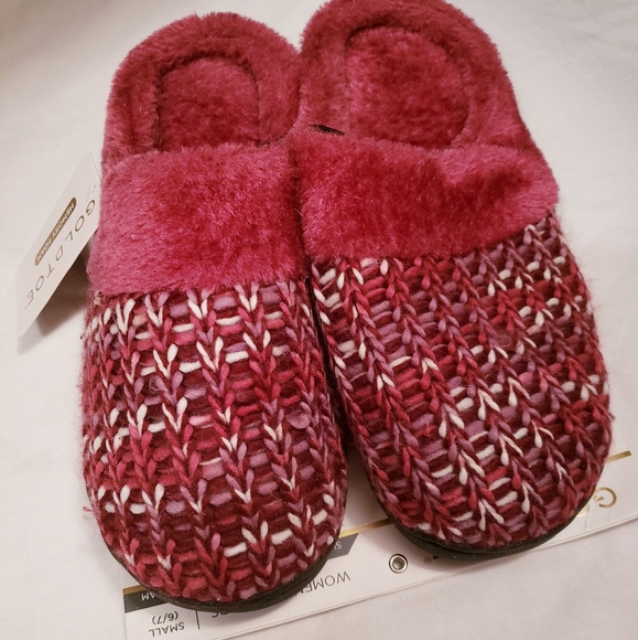 Gold Toe Burgundy & Berry pink Slippers - Picture 3 of 3